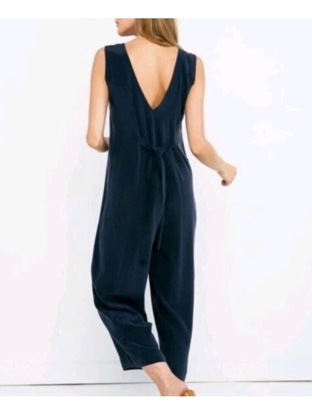 Elizabeth Suzann Jumpsuit Faded Black 100% Silk Size Extra Large